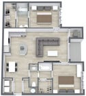 Great Acres 2 Bed - 1. Floor - 3D Floor Plan