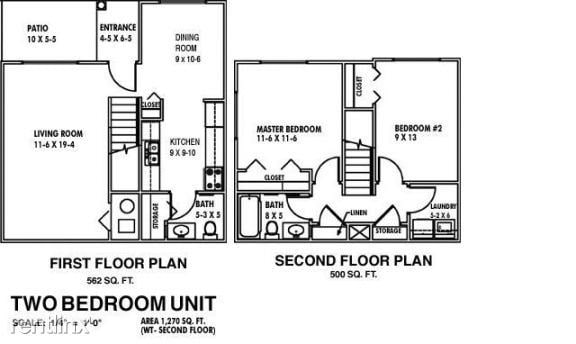 Plano de planta de dos habitaciones - White Pines - Harrison