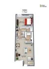 1 BR, 1 BA