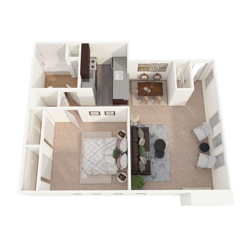 Floor Plan - One Bedroom Fireplace