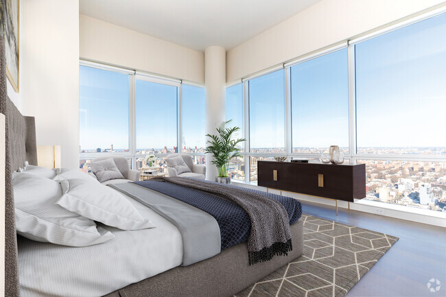 Bedroom w/Stunning Wall to Ceiling Windows - Tower 28 Rental