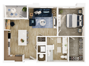 Explore the elegance of our contemporary apartment layout with a stylish design.