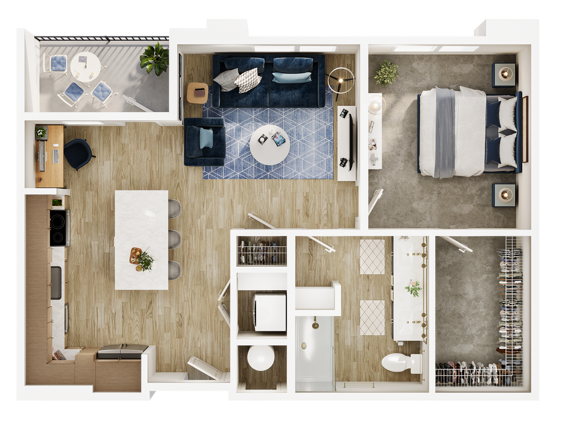 Explore the elegance of our contemporary apartment layout with a stylish design. - A3