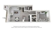 A 3D floor plan rendering of The Tempe.