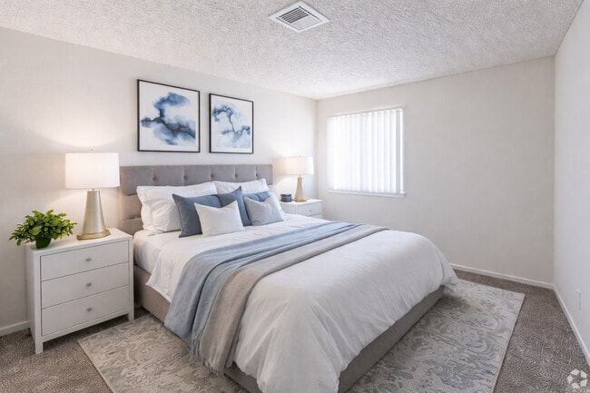 3BR, 2BA Primary Bedroom - Virtually Staged - Casa De Alicia Apartments