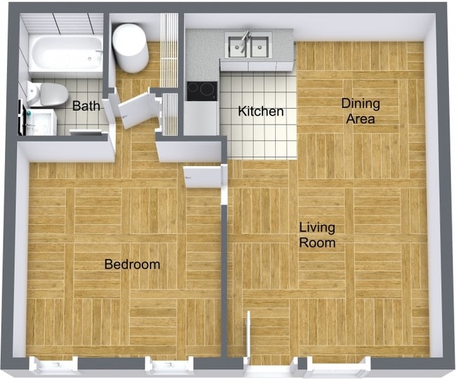 Plano de planta de 1 habitación - Darby Terrace
