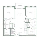 Plano de planta de 2 dormitorios en Hollywood