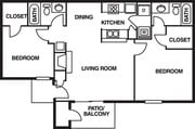 B150_2Bed_2Bath_1000 Sq Ft
