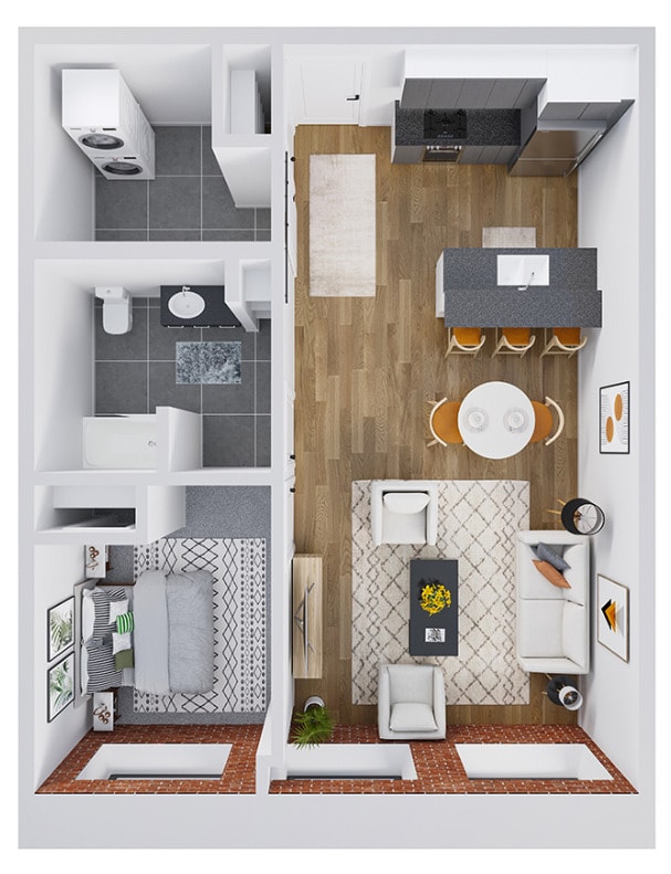Floor Plan - 1 Bed, 1 Bath