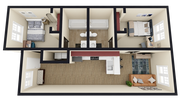 D: 2 Bed 2 Bath