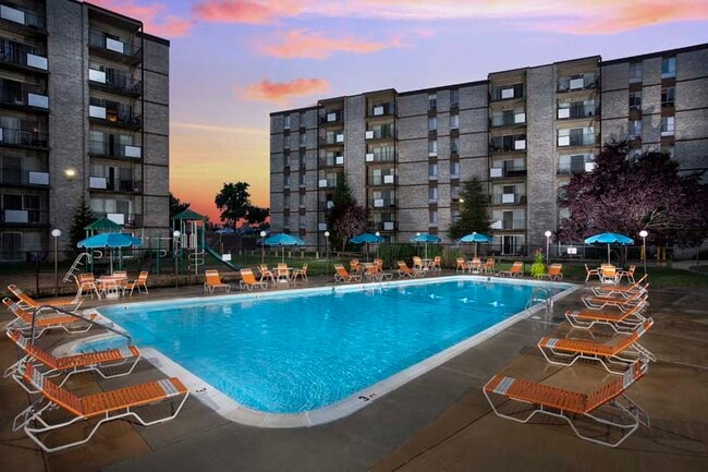 Relaxing swimming pool at Kenilworth Towers Apartments in Bladensburg, MD