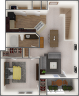 1 dormitorio/1 baño
