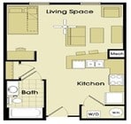 1 Habitación, 1 Baño