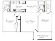 2 Bedroom 2 Bathroom Floorplan