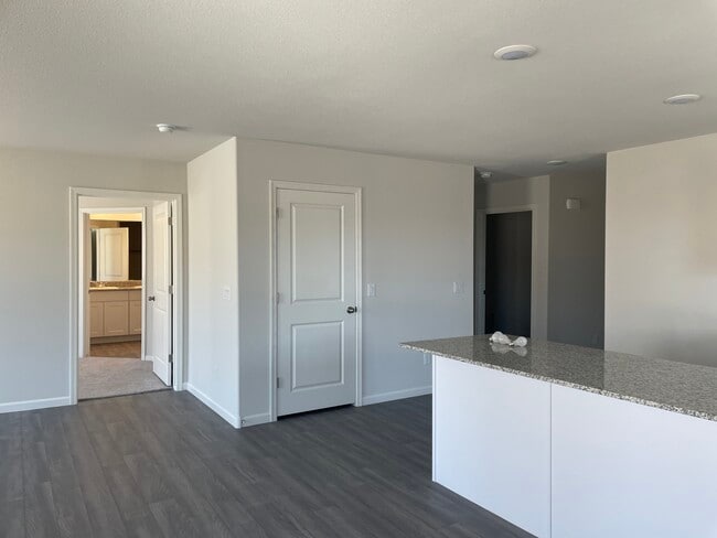 Puerta de la despensa. Dormitorio principal a la izquierda. Pasillo que lleva al dormitorio/lavadero/trastero a la derecha. - 6509 S Prado Cir