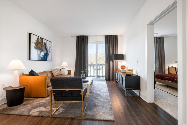 Modera Montville offers beautiful 1-, 2-, and 3-bedroom apartments with den and loft layouts, all featuring wood plank-style flooring.