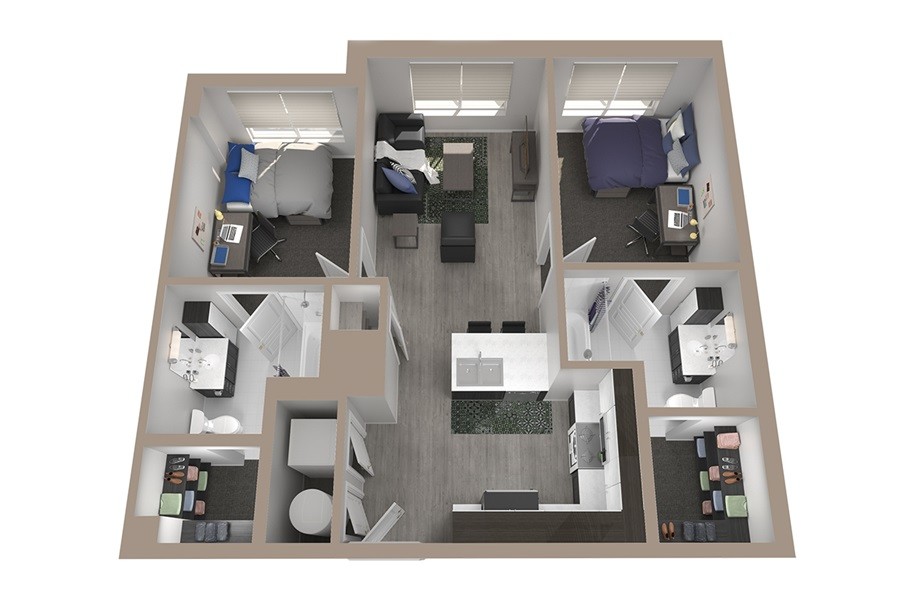 Floor Plan - 2x2 B2-C