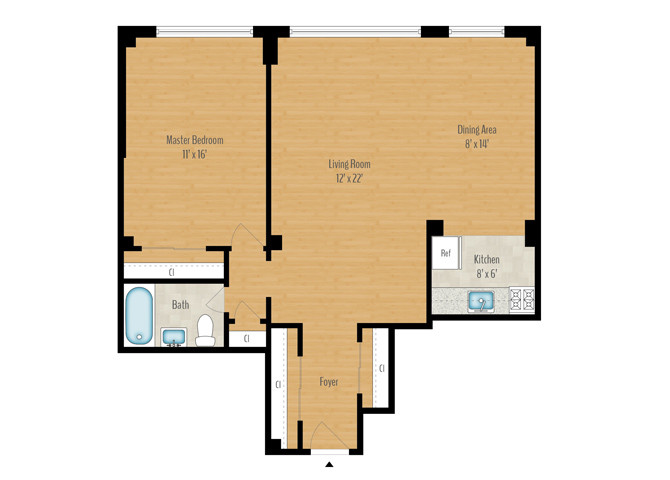 Floor Plan - 1 Bedroom