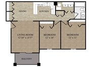 2-bed, 1-bath