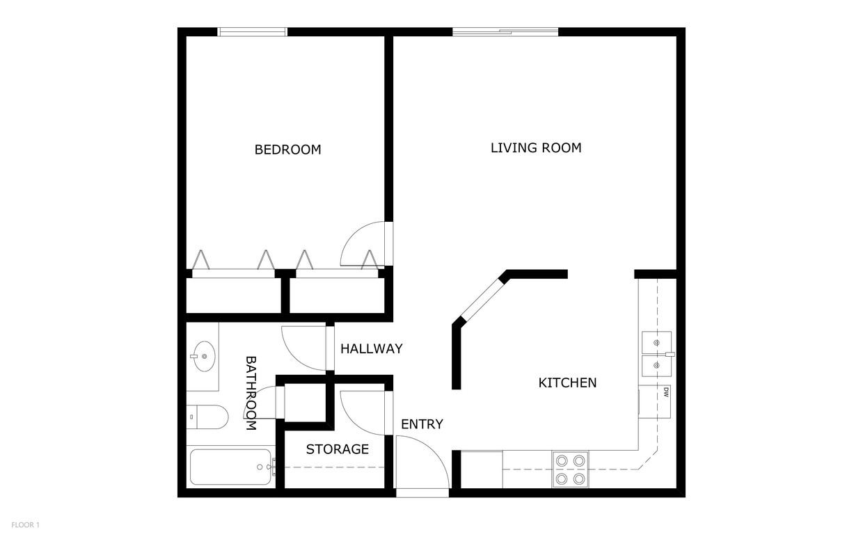 Floor Plan - One Bedroom 11D