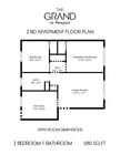 Plano de planta de apartamento de 2 habitaciones