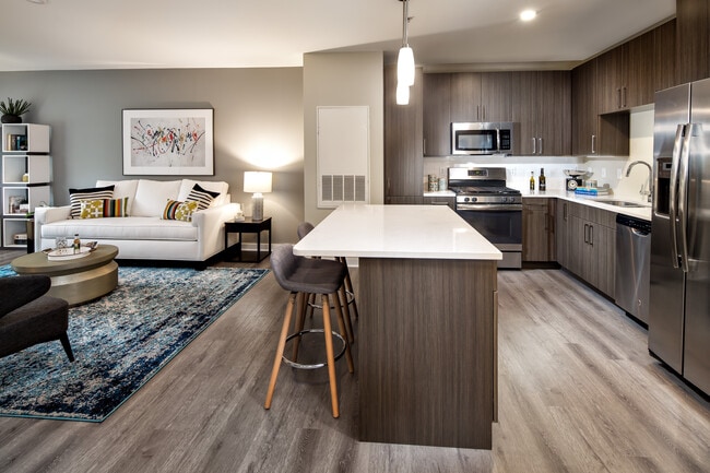 Avalon Package kitchen and living room with hard surface flooring