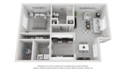 A 3D floor plan rendering of The Leawood