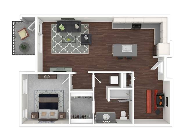 Floor Plan - 1 Bedroom Den 2