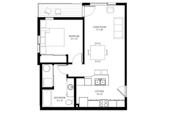 Plan A 1x1 - Residences on First