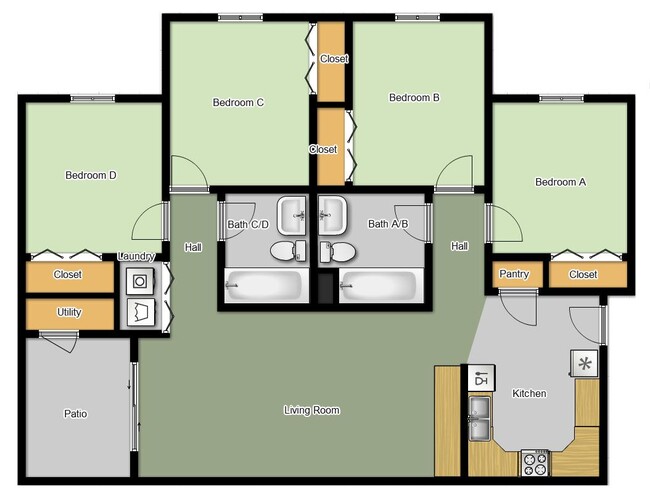 4-Bedroom - South Rock Apartments