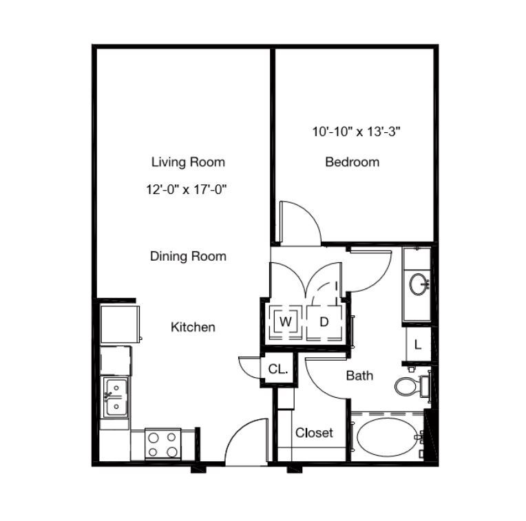 1 Bedroom 1 Bath - A1C