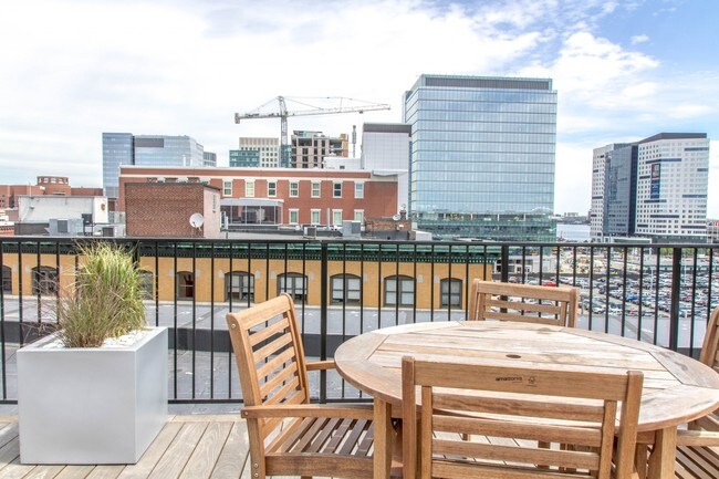 Rooftop patio with city views