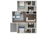 Explore this elegant two-bedroom layout designed for modern comfort.