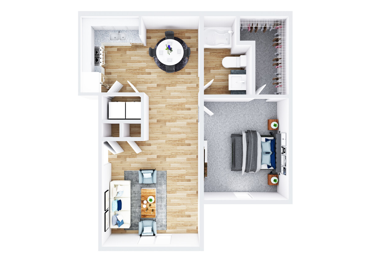 Floor Plan - 1 Bedroom 1 Bath Garden Style Apartment Home
