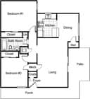 2 Bedroom / 1 Bath / 964 Sq.Ft.