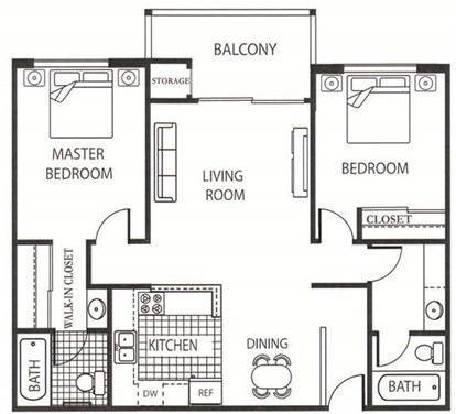 2 Bedroom 2 Bathroom Allure Floor Plan