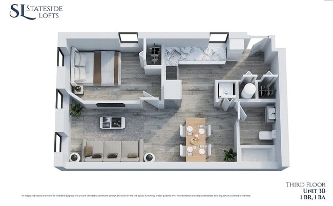 1x1 Unit 3B - Stateside Lofts