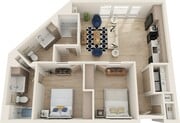 2 Bedroom 2 Bathroom Floorplan