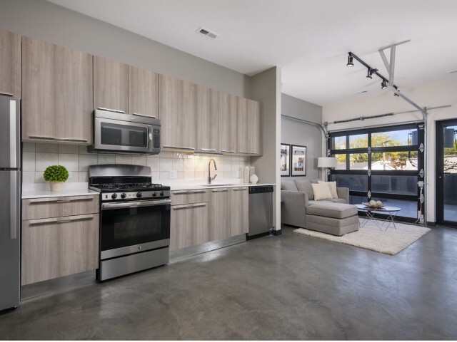 Kitchen with Stainless Steel Appliances - 1647 N. Milwaukee Apartments