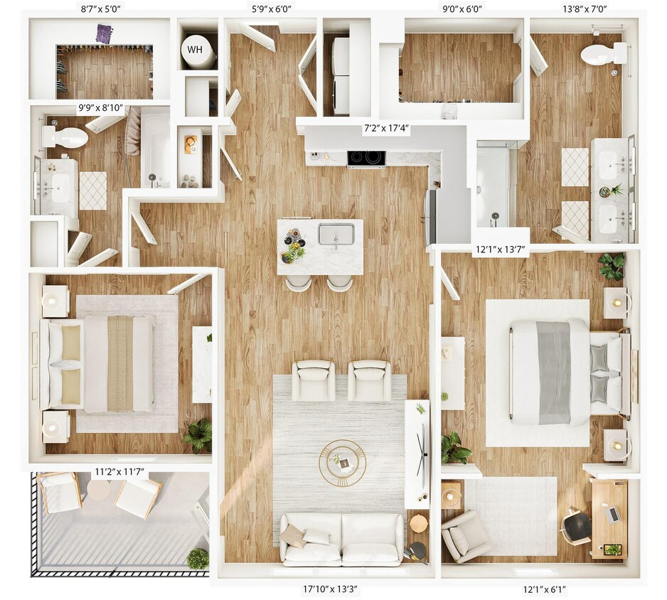 Explore the sleek design of this elegant apartment floor plan, tailored for modern living. - B1