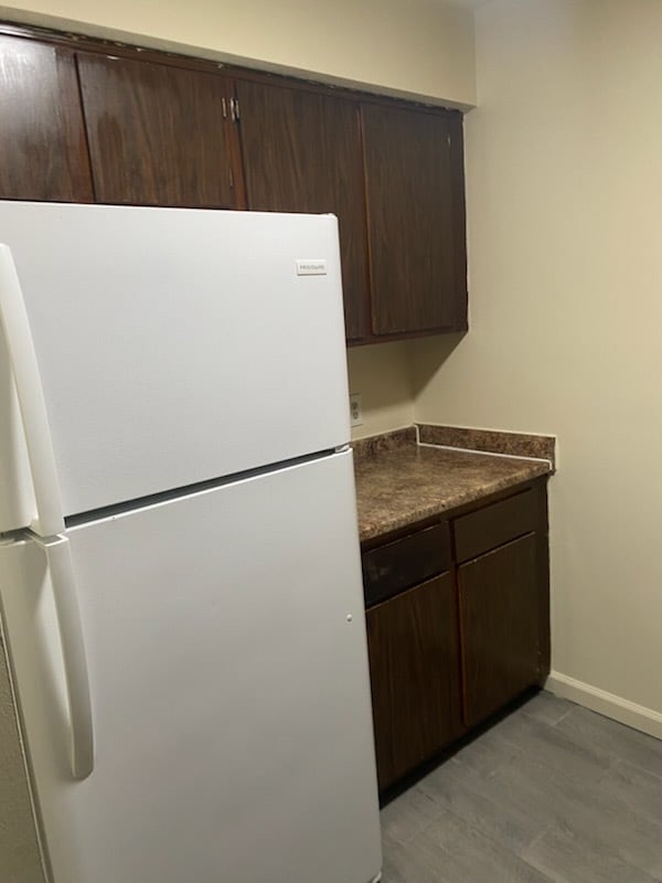 Kitchen counter and refridgerator
