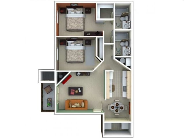 2BR/2BA - 2 Bedroom 2 Bath