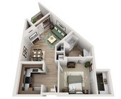 One Bedroom with fireplace and large bathroom