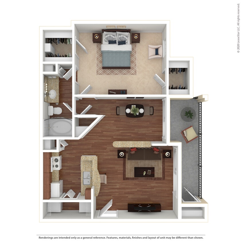 Floor Plan - 1 Bed 1 Bath 843 SqFt (739 Net)
