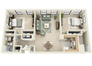 2 bed, 2 bath apartment