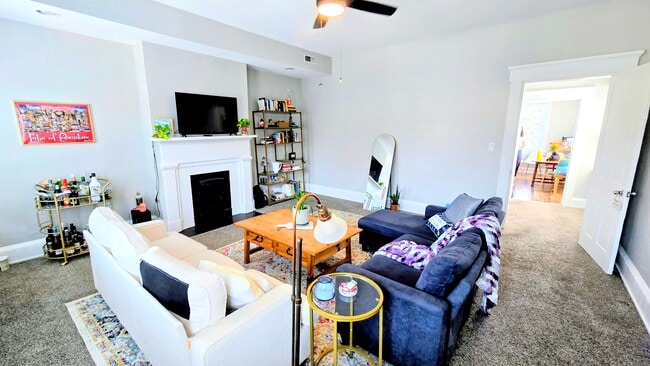 Large living room with natural light