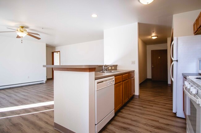 Kitchen overlooking living room