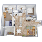 Dos dormitorios, dos baños, apartamento de 90 metros cuadrados/1.000 pies cuadrados