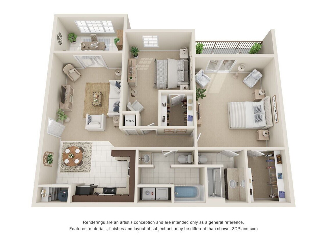 Floor Plan - 2 Bed/2 Bath Renovated