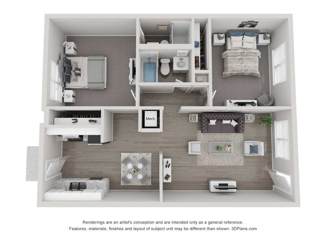Floor Plan - 2 x 2 Standard - Call For Availability
